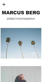 Mobile view of a template for a photography website